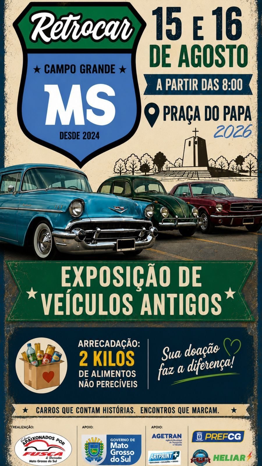 Cartaz do evento RETROCAR CAMPO GRANDE - EXPOSIÇÃO DE VEÍCULOS ANTIGOS, Campo Grande/MS